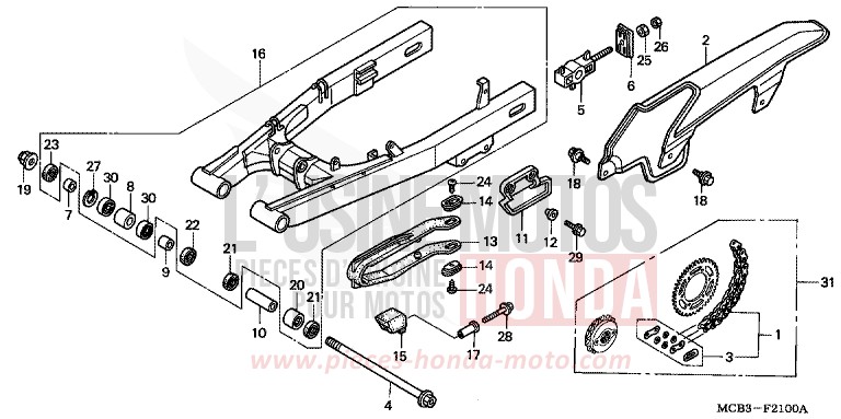 SWINGARM/CHAIN CASE for Transalp 650 ACCURATE SILVER METALLIC (NH146) from 2001